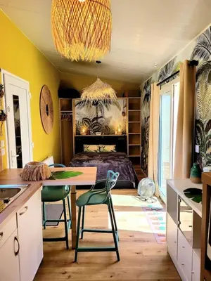 Coin salon dans l'établissement Copacabana TINY HOUSE studio terrasse jardin