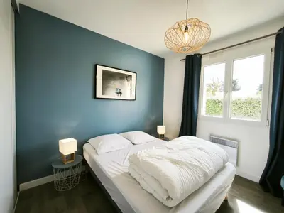 Un ou plusieurs lits dans un hébergement de l'établissement Beau-Rivage, Villa 6 personnes, plage à 200m