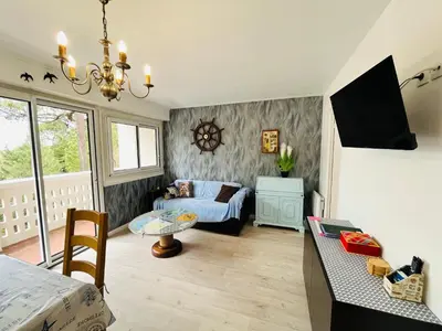 Télévision ou salle de divertissement dans l'établissement Appartement pinède et océan
