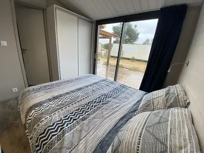 Un ou plusieurs lits dans un hébergement de l'établissement Chalet pour 5 - Piscine couverte - St Hilaire