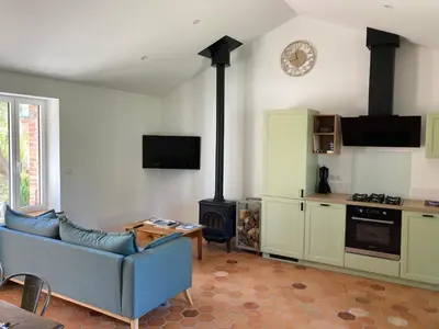 Cuisine ou kitchenette dans l'établissement Maison Tamaris proche de l'Océan
