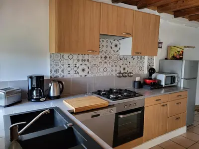 Cuisine ou kitchenette dans l'établissement Gite Chamarel