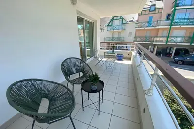 Balcon ou terrasse dans l'établissement Bright 56m near Pornichet's hypercentre