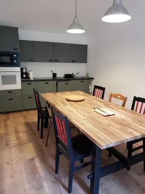 Cuisine ou kitchenette dans l'établissement La Ferme du domaine de La Mazure
