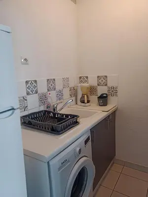 Cuisine ou kitchenette dans l'établissement APPARTEMENT BORD DE MER