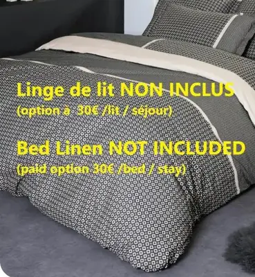 Un ou plusieurs lits dans un hébergement de l'établissement Résidence Salamandre - Maison Bois Cosy Calme avec parking pour 4 à 10 pers idéal couples et familles à 500m de la plage à Saint-Marc-sur-mer