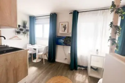 Cuisine ou kitchenette dans l'établissement Les studios de l'Albatros