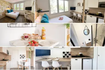 Cuisine ou kitchenette dans l'établissement Les studios de l'Albatros