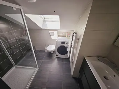 Salle de bains dans l'établissement Maison de 2 chambres proche A11 Ancenis, Logis du Château Rouge