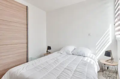 Un ou plusieurs lits dans un hébergement de l'établissement Appartement pour 4- Balcon- Plage des Becs