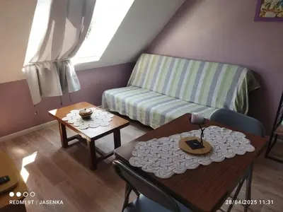 Coin salon dans l'établissement Studio chaleureux à Saint-Barthélemy-d'Anjou de 27 m² + jardin