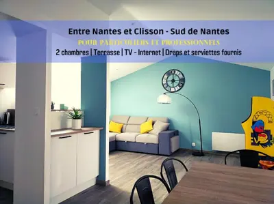 Coin salon dans l'établissement Maison rénovée dans le vignoble