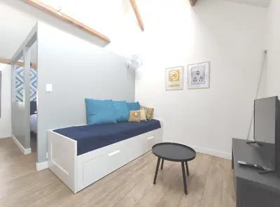 Un ou plusieurs lits dans un hébergement de l'établissement Bel Appartement T1Bis en centre ville de Cholet