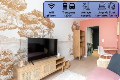 Télévision ou salle de divertissement dans l'établissement Appartement élégant proche Tramway & Centre-Ville