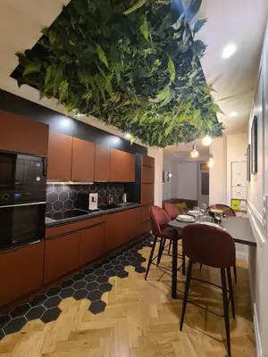 Cuisine ou kitchenette dans l'établissement L'improbable raffiné, élégant et chaleureux