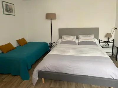 Un ou plusieurs lits dans un hébergement de l'établissement Maison du pêcheur , située sur les bords de la Loire dans un lieu calme et paisible.