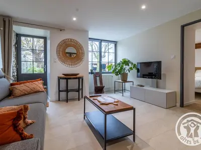 Télévision ou salle de divertissement dans l'établissement Gîte charmant entre Loire et Layon, terrasse, jardin, parking, proche d'Angers, idéal pour couples - FR-1-622-71