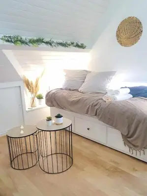 Un ou plusieurs lits dans un hébergement de l'établissement Studio Coquet - Comme à la maison - Loïc Nantes