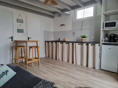 Cuisine ou kitchenette dans l'établissement Studio cocooning au calme, proche centre-ville et centre commercial