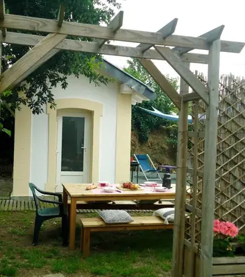 Jardin de l'établissement Bienvenue à la halte de Sigournais ancienne Gare