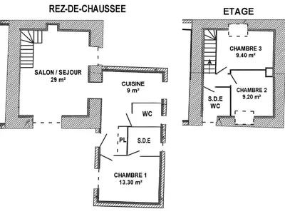 Plan de l'établissement Gîte familial rénové près du Canal de Nantes avec jardin, terrasse, wifi et chambres mansardées - FR-1-306-1263