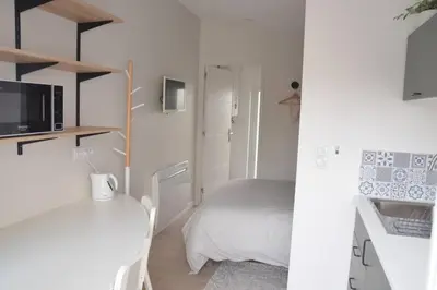 Cuisine ou kitchenette dans l'établissement Studio confortable avec terrasse privée