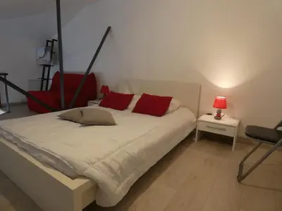 Un ou plusieurs lits dans un hébergement de l'établissement Appartement moderne 6 pers, terrasse et parking à Notre-Dame-de-Monts - FR-1-540-277