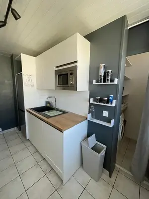 Cuisine ou kitchenette dans l'établissement Magnifique T3 proche puy du fou
