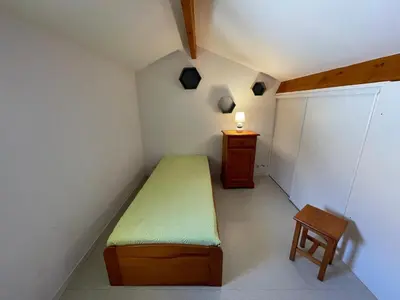 Un ou plusieurs lits dans un hébergement de l'établissement Maison 4-5 pers à Saint Jean de Monts avec piscine, proche plage et forêt - FR-1-323-478