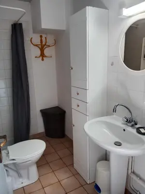 Salle de bains dans l'établissement Les Hortensias