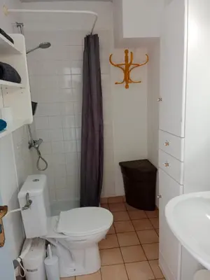 Salle de bains dans l'établissement Les Hortensias