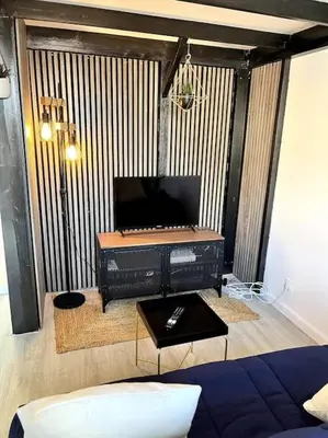 Télévision ou salle de divertissement dans l'établissement Studio Petit Colombel 2pers Quartier St Felix