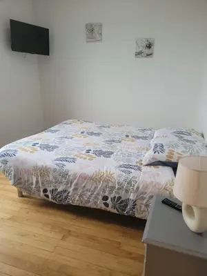 Un ou plusieurs lits dans un hébergement de l'établissement Appartement 2 chambres vue loire