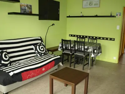Télévision ou salle de divertissement dans l'établissement Bel appartement T3 près de la plage avec garage privé - FR-1-323-414