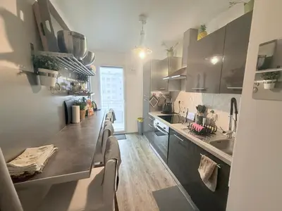 Cuisine ou kitchenette dans l'établissement Petit Erdre - 2 chambres- gd appt ensoleillé- accès PMR