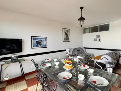 Télévision ou salle de divertissement dans l'établissement Appartement 2 chambres près plage, animaux admis - FR-1-323-309
