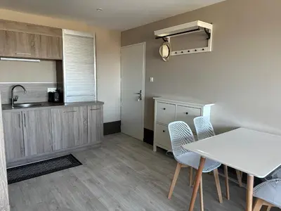 Cuisine ou kitchenette dans l'établissement Les sables d'or, vue mer, wifi et parking privé