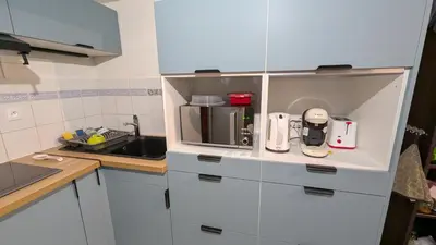 Cuisine ou kitchenette dans l'établissement maison de vacances proche océan