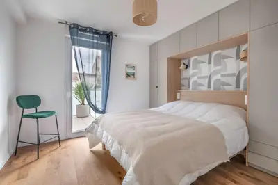 Un ou plusieurs lits dans un hébergement de l'établissement Appartement pour 4 centre et bord de mer