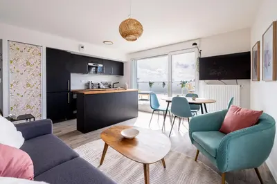 Cuisine ou kitchenette dans l'établissement Le Crépuscule - Appartement terrasse et parking