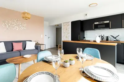 Cuisine ou kitchenette dans l'établissement Le Crépuscule - Appartement terrasse et parking
