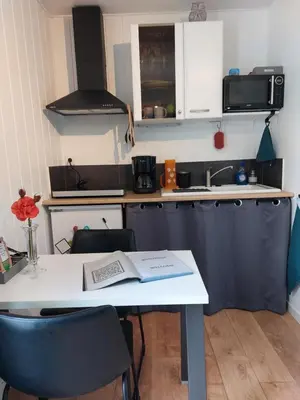 Cuisine ou kitchenette dans l'établissement Virginie & Yann