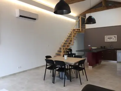 Cuisine ou kitchenette dans l'établissement Les gîtes Albapetra