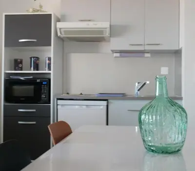 Cuisine ou kitchenette dans l'établissement La perle océane de St Gilles