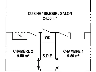 Plan de l'établissement Maison rénovée 2023 à 300m de la mer avec terrasse, jardin clos, clim et wifi - FR-1-306-1270