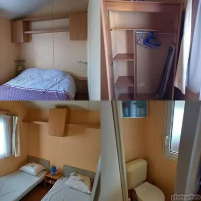 Un ou plusieurs lits dans un hébergement de l'établissement mobil home camping *** les ollivaud