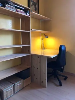 Bibliothèque dans le séjour chez l'habitant