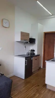 Cuisine ou kitchenette dans l'établissement Petit studio Magellan