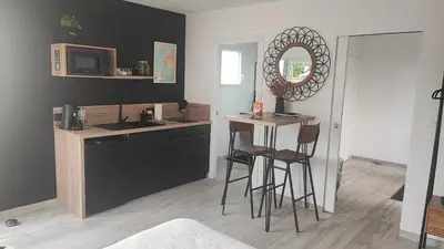 Cuisine ou kitchenette dans l'établissement Studio mer