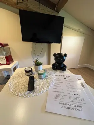 Télévision ou salle de divertissement dans l'établissement Maison de la barbotine